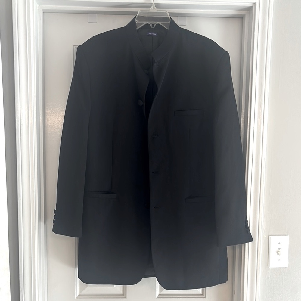 J. Vital Men’s Black Mandarin Collar Blazer | Size 40R | Clergy & Formal Wear